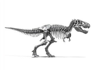 Fototapeta premium A detailed monochrome illustration of a dinosaur skeleton profile
