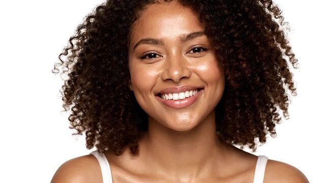 Conceptual portrait tight curls, pixelated anonymous face, white studio background, editorial photography realism, abstract identity concealment aesthetic.