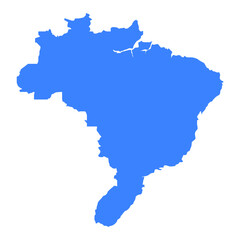 Blue Silhouette Map of Brazil