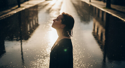 Woman standing in street reflecting on emotional struggle and hope  