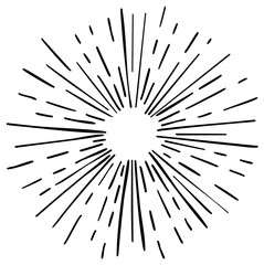 Obraz premium Hand-drawn starburst design in black and white, radial lines