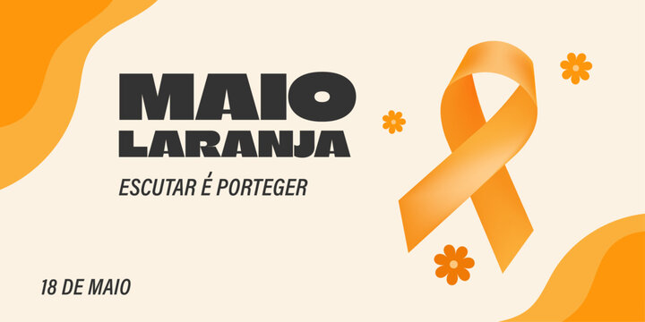 Maio laranga  horizontal  social media banner, child protection, awareness day, web, template, modern vector illustration