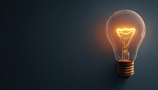 A glowing lightbulb illuminates against a dark, textured background