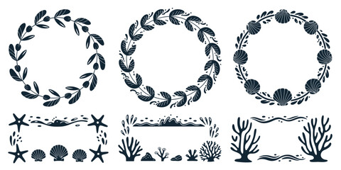 Obraz premium Elegant Marine-Themed, Decorative Borders, and Wreaths