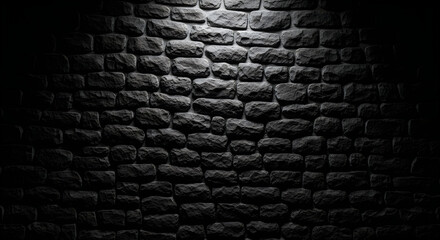 A dimly lit brick wall with a spotlight shining on it