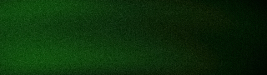 Abstract wide grainy background in deep forest green and dark emerald tones. Elegant textured blur with a moody atmosphere, ideal for luxury banners and wallpapers