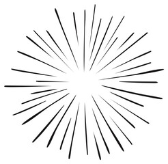 Obraz premium Black hand drawn radial lines burst or sunburst design element.