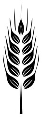 Obraz premium Stylized black wheat stalk graphic design agriculture concept