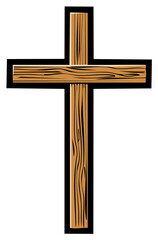 Simple Wooden Cross Religious Symbol of Faith and Christianity