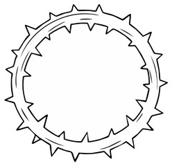 Black and White Illustration of a Circular Crown of Thorns