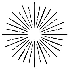 Obraz premium Hand drawn sunburst radiating lines isolated on white background dynamic burst effect
