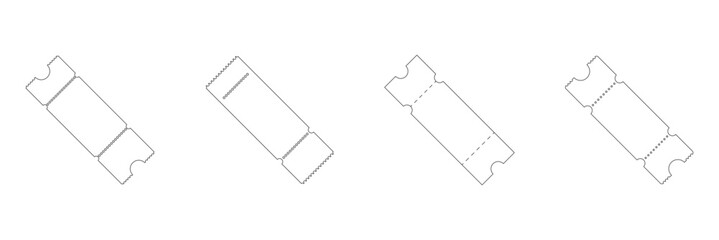 Obraz premium Clean Modern Ticket Icons, Event Entry Pass and Cinema Movie Tickets, Minimal Line Vector Collection.