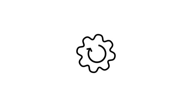 Gear rotating arrows indicating process flow animation on white background. Looping Settings Refresh Symbol with 4k video animation.