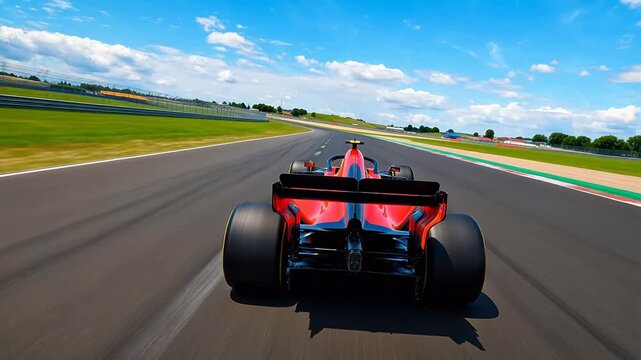 Red race car on track