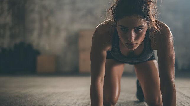 una mujer haciendo ejercicio para estar saludable y con fuerza y resistencia determinacion y equilibrio en el gimansio