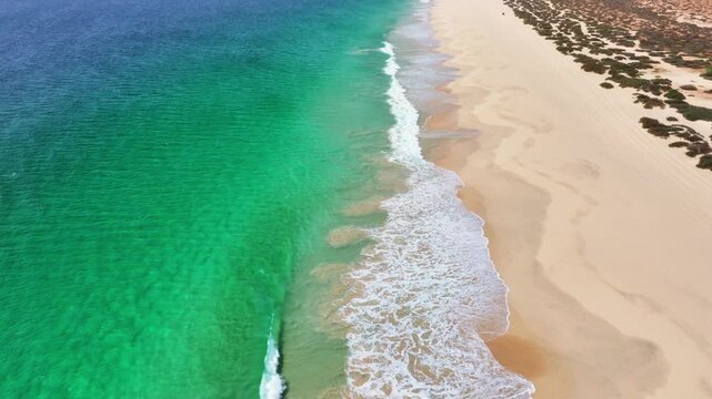 Aerial view of Santa Monica Beach in Boa Vista Cape Verde - Cabo Verde