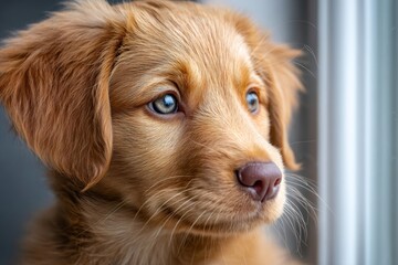 Nova scotia duck tolling retriever puppy with expressive eyes