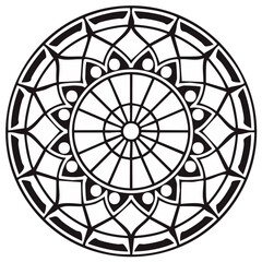 Obraz premium Decorative circular ornament, ornate design in black and white, geometric pattern, vintage art, ethnic element, artistic motif