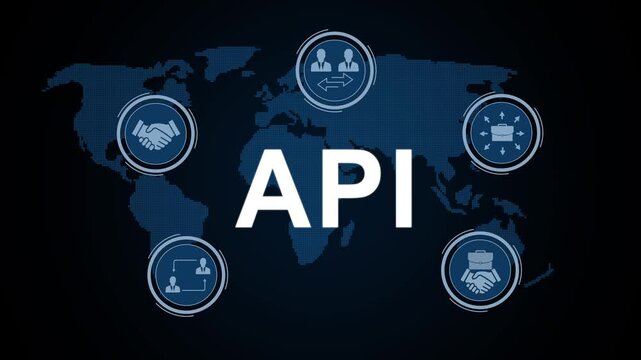 API application programming interface technology concept featuring software tools, business solutions, modern technology, internet connectivity and networking.