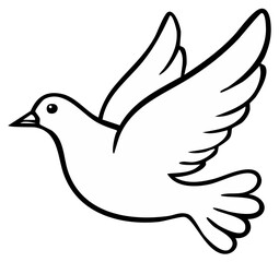 Obraz premium Flying dove outline illustration graphic design, peace symbol concept
