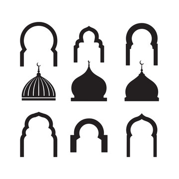 Ramadan kareem mosque arches black silhuoette vetor 