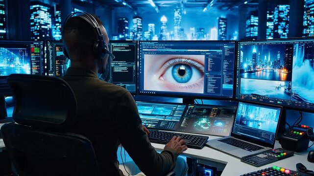 Person working in a hightech control room