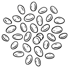 Hand Drawn Illustration of Oval Shaped Beans Scattered Organic Shape