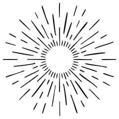 Obraz premium Hand-drawn sunburst design element, radial rays graphic illustration