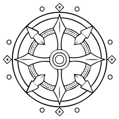 Fototapeta premium Abstract Compass Rose Design with Geometric Arrows and Circle Border