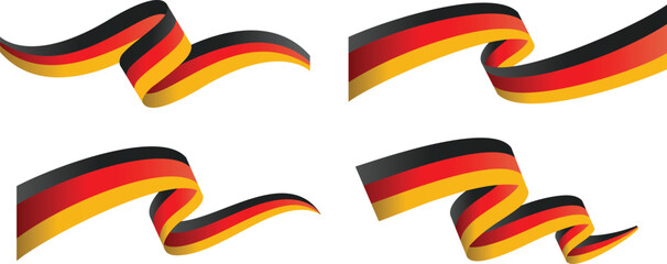 Set of Four Wavy German Flag Ribbons, Vector Design Elements Isolated on White © Inovo Lab