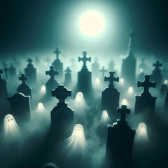 friendly ghosts nighttime cemetery