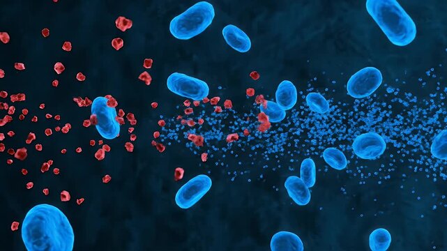 Red and Blue Blood Cells Flowing in Vein on Dark Background Medical Animation for Research and Healthcare Presentations