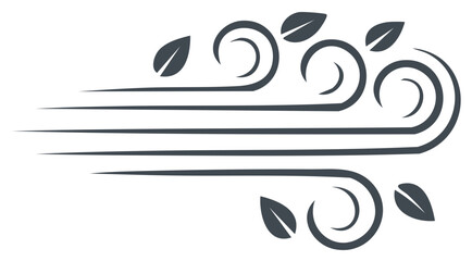 Fototapeta premium Swirling Wind with Leaves Vector Graphic