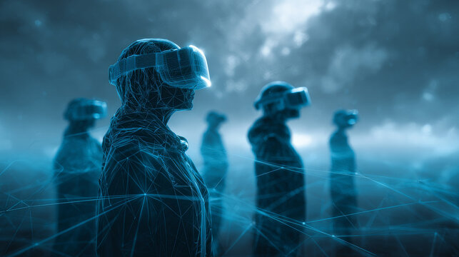 Metaverse technology future concept. VR virtual digital reality cyber metaverse simulation Innovation connection global blockchain experiences network futuristic. 3d rendering.