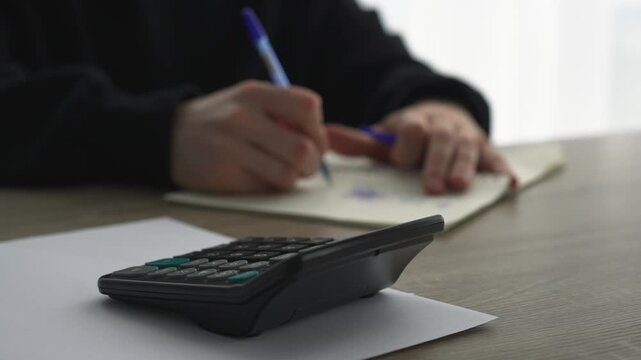 Working at a bank.
A businessman calculates profits.
Budget allocation for a period.
Financial transactions