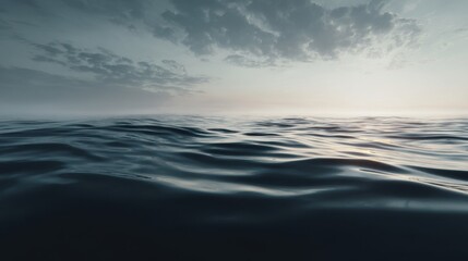 Obraz premium Serene Ocean Waves Under Cloudy Sky at Dusk, Capturing the Calm Beauty of Nature and Tranquility for Relaxation and Peaceful Living Spaces