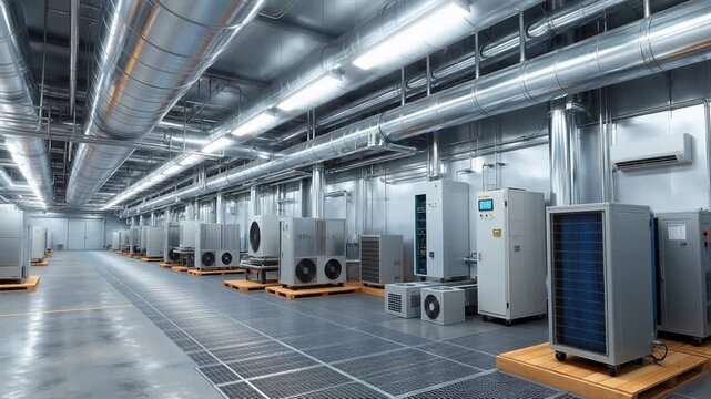 Industrial HVAC equipment in warehouse