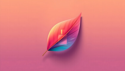 A vibrant digital illustration of a colorful leaf on a gradient background