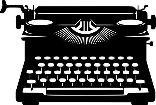 Vintage Typewriter Silhouette Icon Vector Graphic isolated on white background
