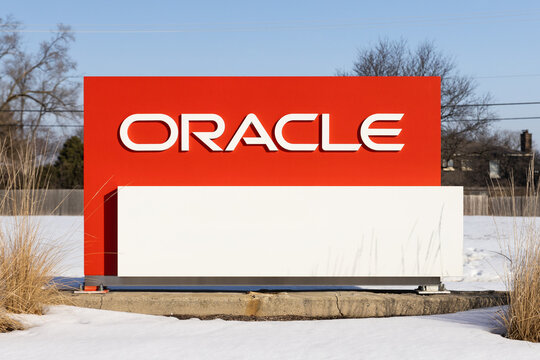 Deerfield, IL, USA - February 10, 2026: Oracle is an international technology company specializing in cloud software services.
