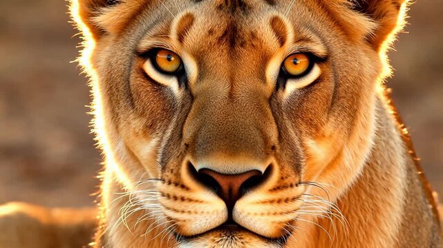 Closeup of a lionesss face