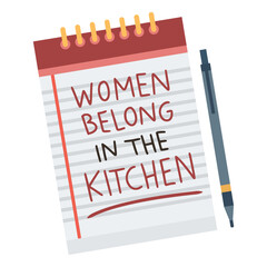 Misogyny concept showing sexist quote on notepad