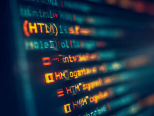 Obraz premium Colorful blurred lines of programming code on a computer screen representing software development and web design concepts in a tech environment