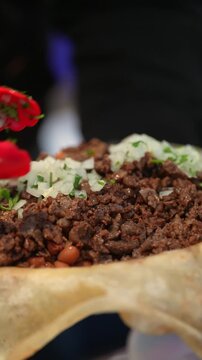Salsa and Toppings Added to Asada Burrito &ndash; Street Food Detail, vertical video