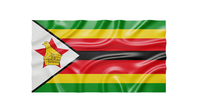 Zimbabwe Flag Waving On Isolated Transparent Background