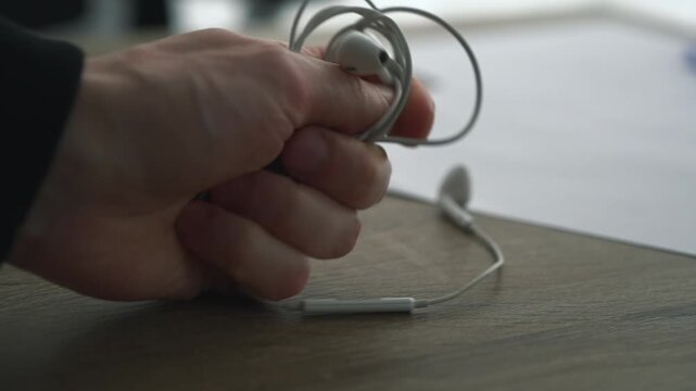 Small earbuds for your phone.
White wired earbuds