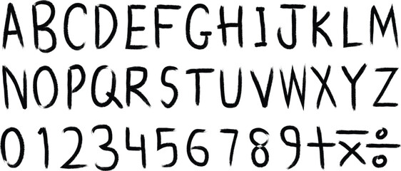 Alphabet and numbers in a unique font style