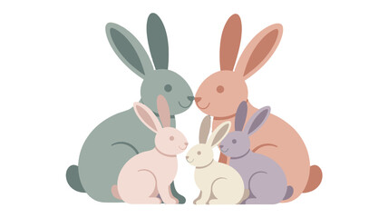 Fototapeta premium A family of rabbits showing affection.