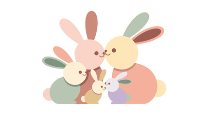Obraz premium A lovely family of rabbit gathered together for an intimate moment.