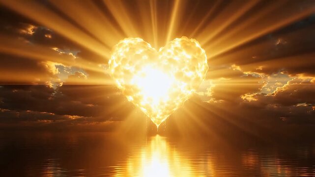 Heart shaped cloud at sunset